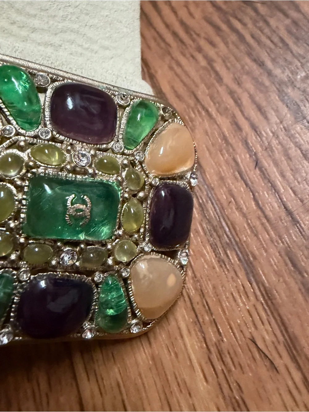 White Suede Chanel Gripoix Pate De Verre Belt Year 2008